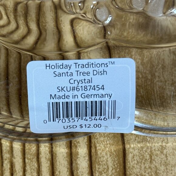 Gorham Santa Tree Treat Christmas Candy Crystal Dish Holiday Traditions 8.5” - Picture 6 of 11